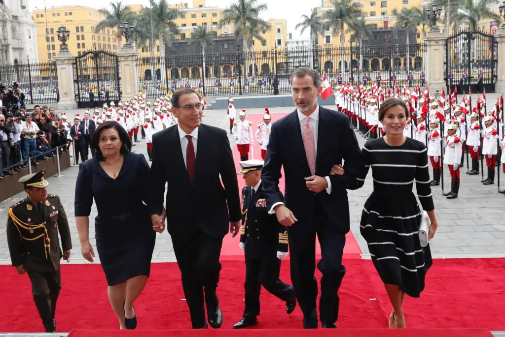 Queen Letizia in Monochrome Carolina Herrera for Day One in Peru ...