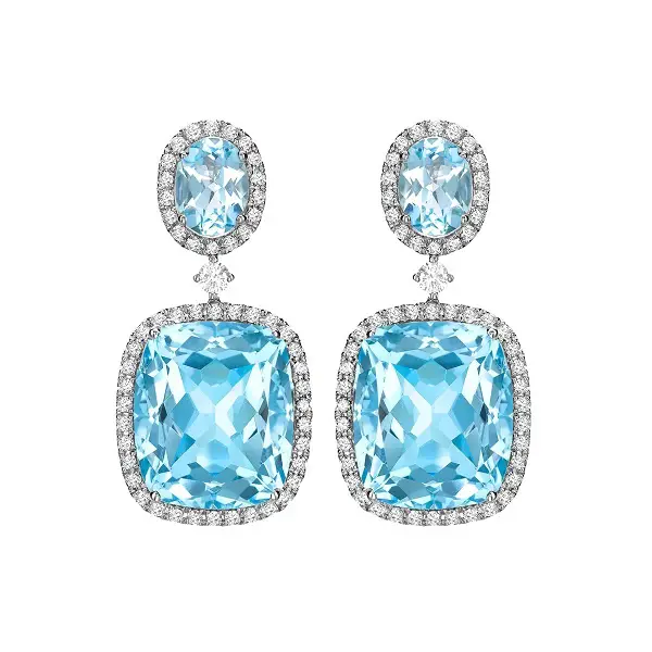 Kiki Blue Topaz and Diamond Drop Earrings | RegalFille | Duchess of ...