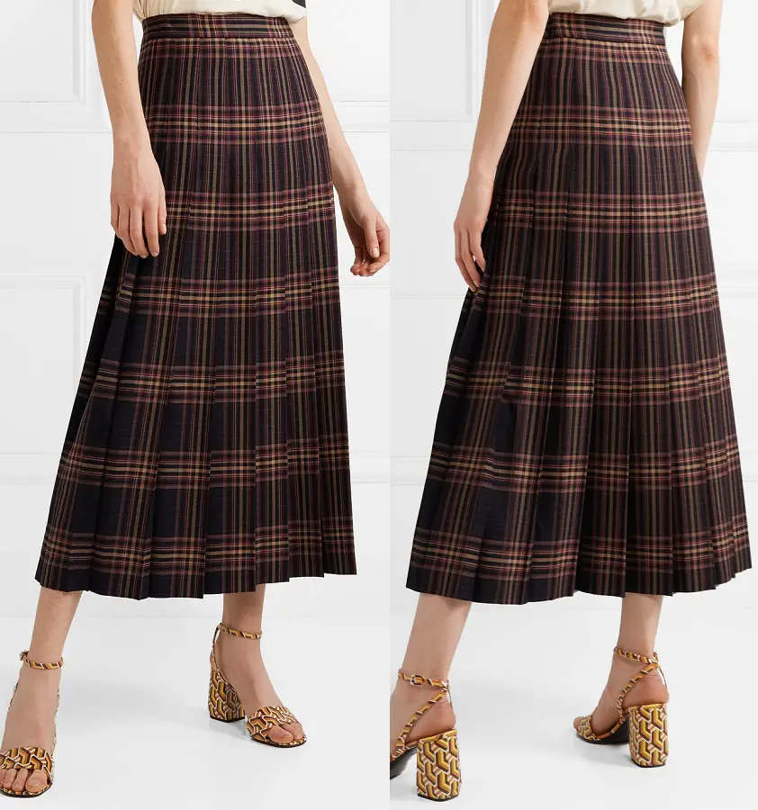 Gucci Pleated Checked Wool-twill Skirt | RegalFille |Duchess of Cambridge