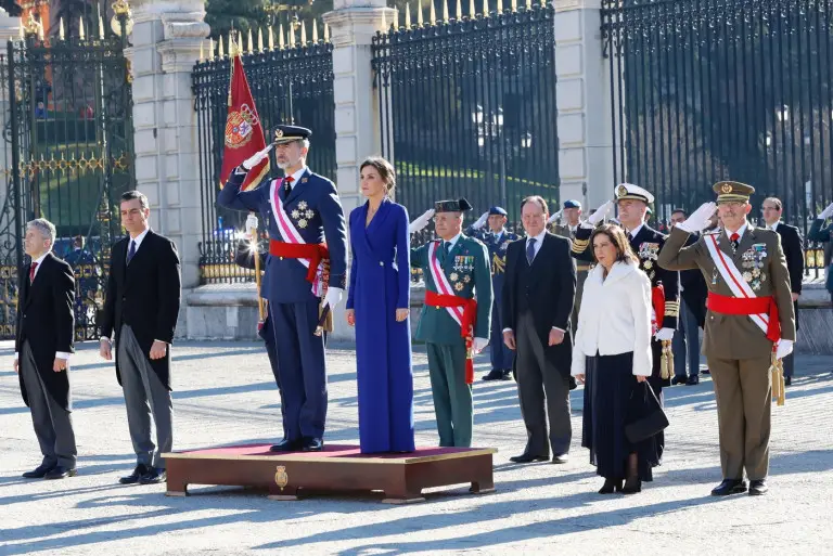 Queen Letizia of Spain in Blue Maxi Gown for Military Easter | RegalFille