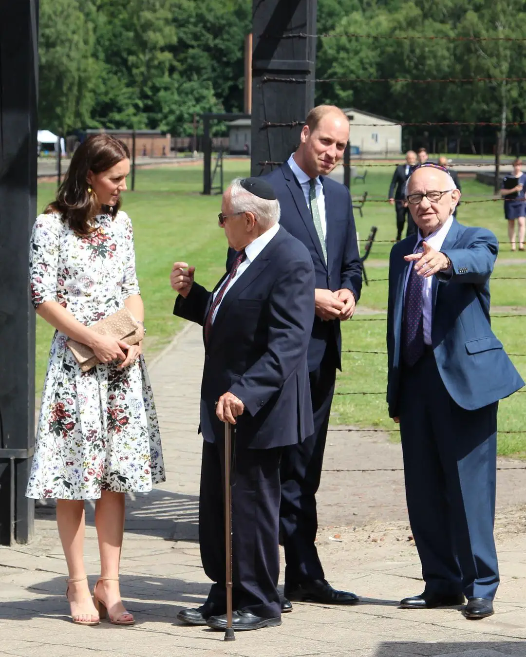 The Duke and Duchess of Cambridge with Holocaust Survivors Zigi Shipper and Manfred Goldberg as teenager in Poland