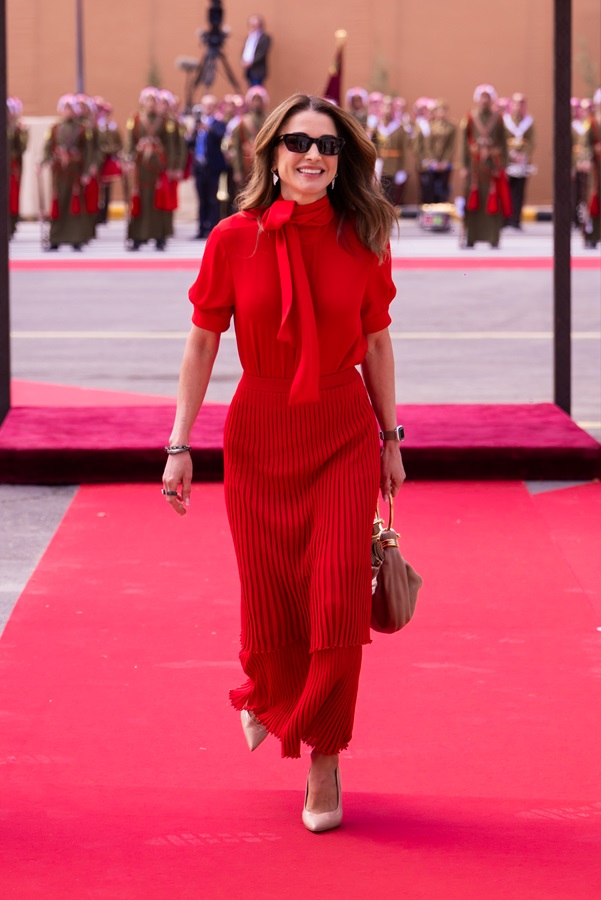 Queen Rania in Red for the Parliament Opening Session 2024